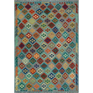 Bungalow Rose One-of-a-Kind Kratzerville Kilim Ava Hand-woven Wool Blue Area Rug BGLS2829